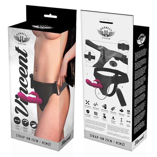 HARNESS ATTRACTION - ARNÉS  VIBRADOR RABBIT VINCENT 15 CM -O- 4 CM HARNESS ATTRACTION