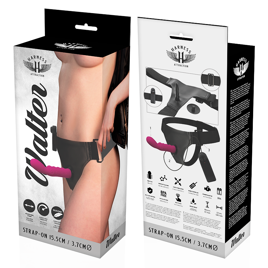 HARNESS ATTRACTION - ARNÉS  WALTER CON VIBRACIÓN 15.5 CM -O- 3.7 CM HARNESS ATTRACTION