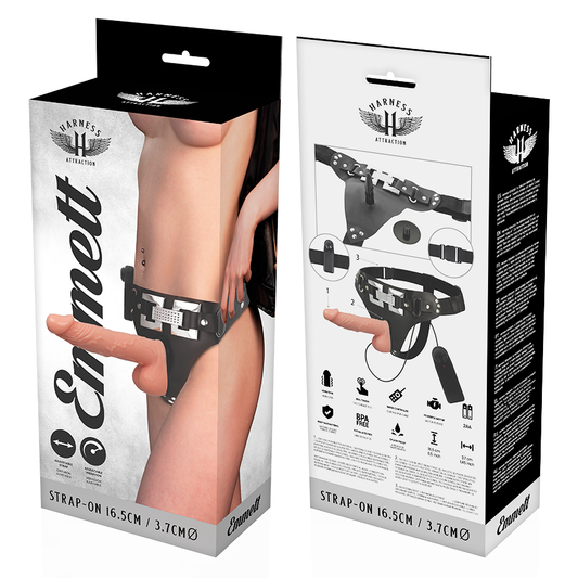 HARNESS ATTRACTION - ARNÉS  EMMETT REALÍSTICO VIBRADOR 16.5 CM -O- 3.7 CM HARNESS ATTRACTION