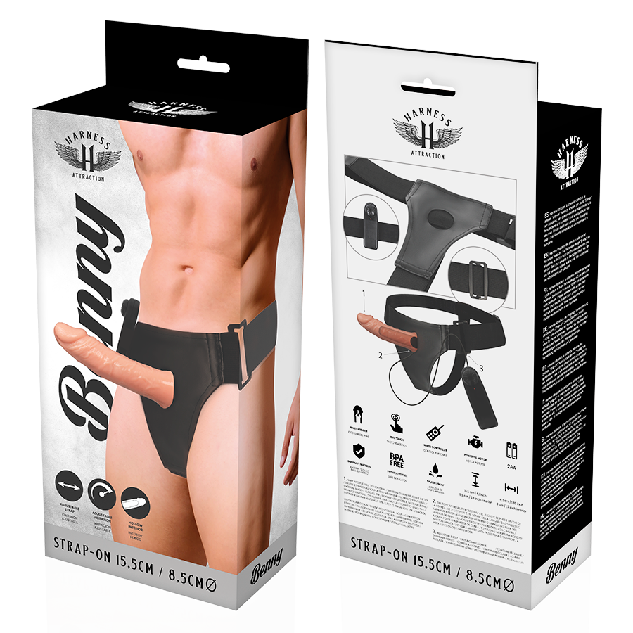 HARNESS ATTRACTION - ARNÉS  HUECO BENNY CON VIBRADOR 15 CM -O- 4.5 CM HARNESS ATTRACTION