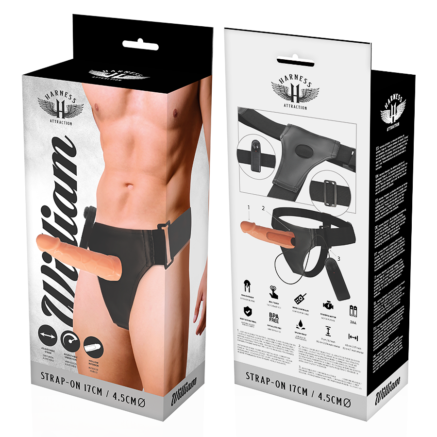 HARNESS ATTRACTION - ARNÉS  HUECO WILLIAN CON VIBRADOR 17 CM -O- 4.5 CM HARNESS ATTRACTION