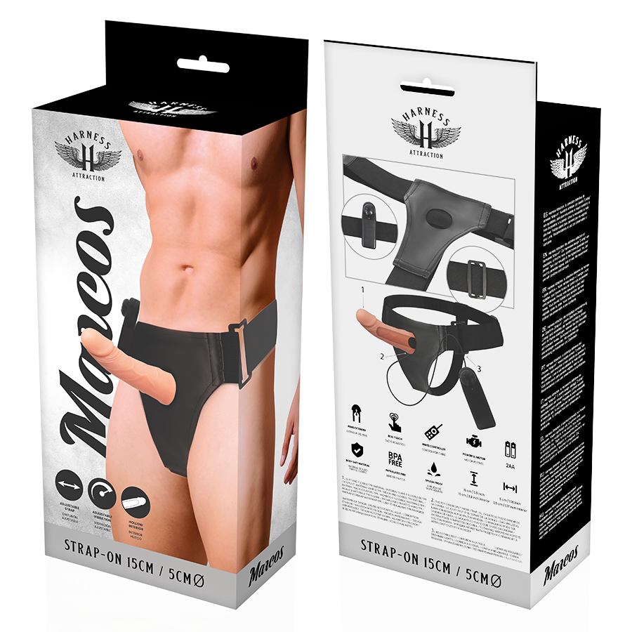 HARNESS ATTRACTION - ARNÉS  HUECO MARCOS CON VIBRADOR 15 CM -O- 5 CM HARNESS ATTRACTION