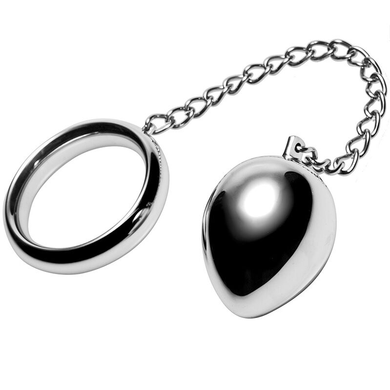 METAL HARD - COCK RING 45MM + CADENA CON BOLA METAL METAL HARD