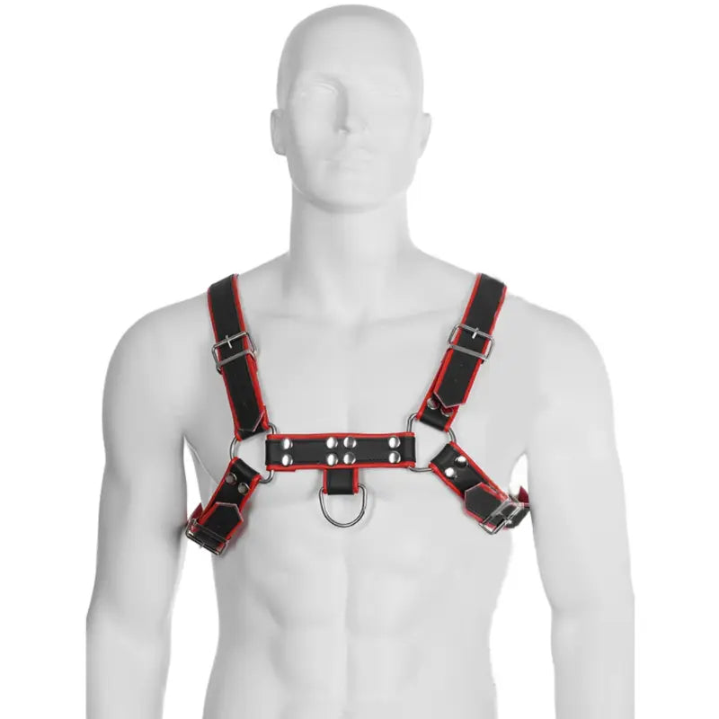 LEATHER BODY - CHAIN HARNESS III BLACK / RED LEATHER BODY