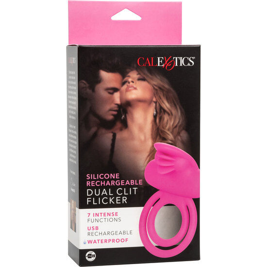 CALEXOTICS - DUAL CLIT FLICKER ENHANCER DOBLE ANILLO VIBRADOR DE SILICONA ROSA CALEXOTICS