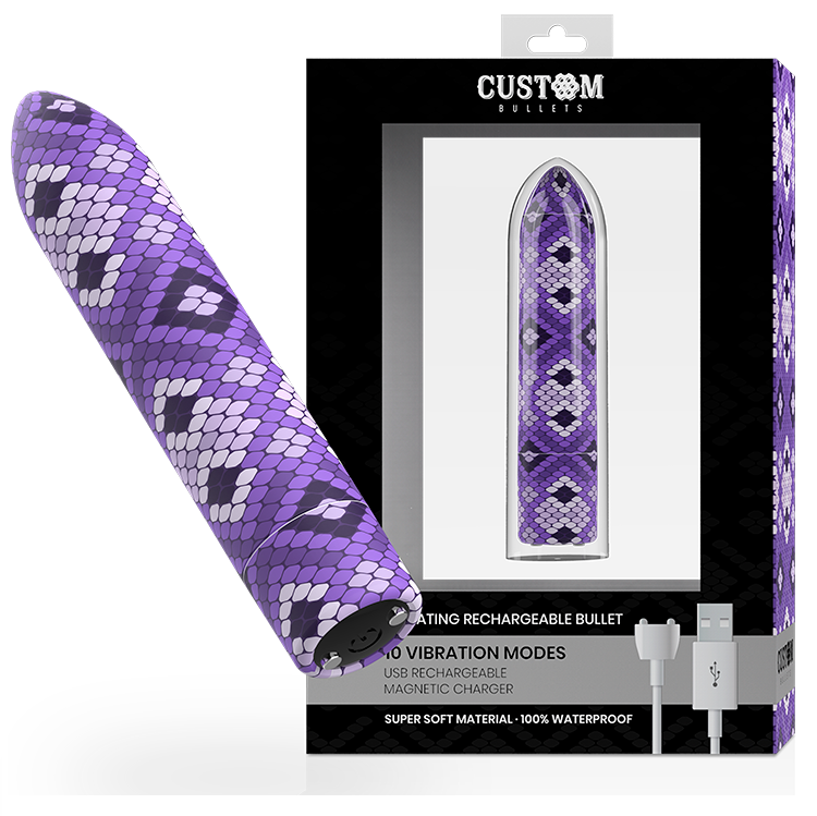 CUSTOM BULLETS - BALA RECARGABLE SNAKE LILA 10 INTENSIDADES CUSTOM BULLETS