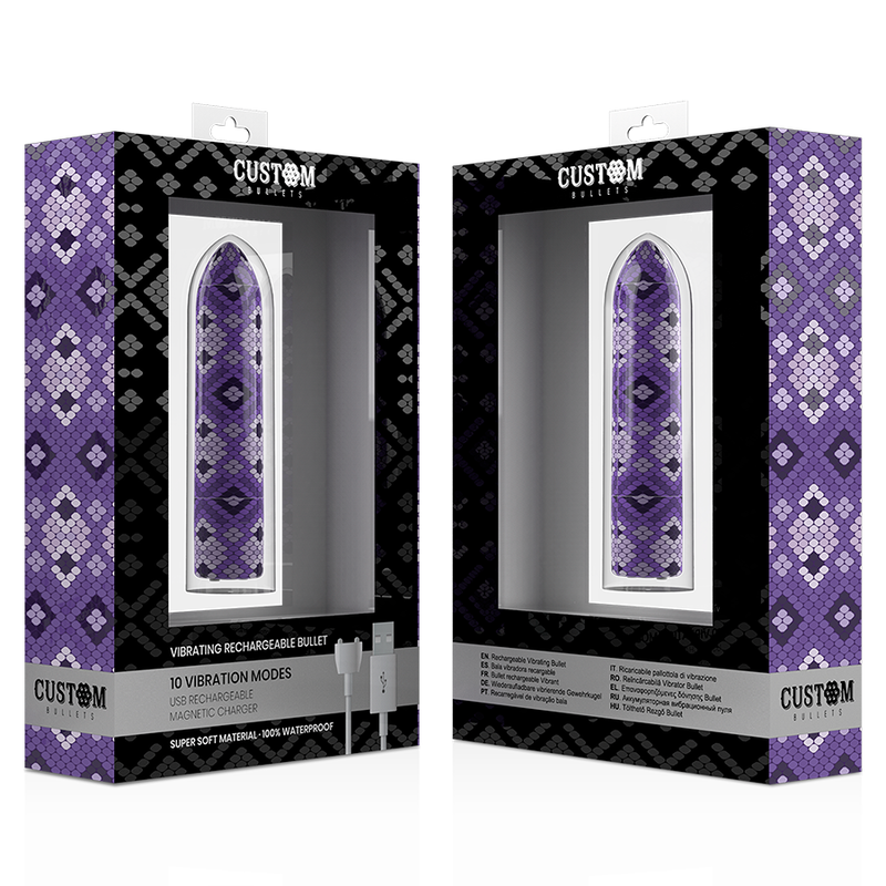 CUSTOM BULLETS - BALA RECARGABLE SNAKE LILA 10 INTENSIDADES CUSTOM BULLETS
