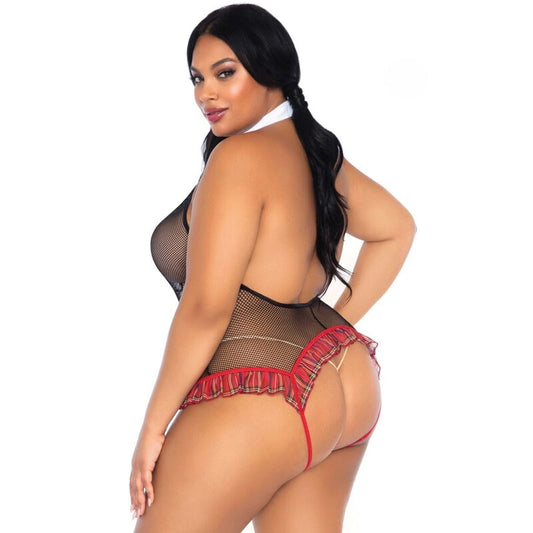 LEG AVENUE - TEDDY COLEGIALA CON ABERTURA TALLA PLUS LEG AVENUE TEDDIES