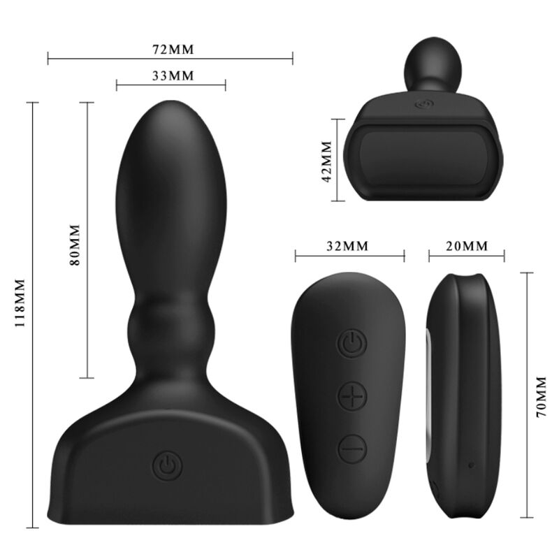 MR PLAY - PLUG ANAL HINCHABLE NEGRO CONTROL REMOTO MR PLAY