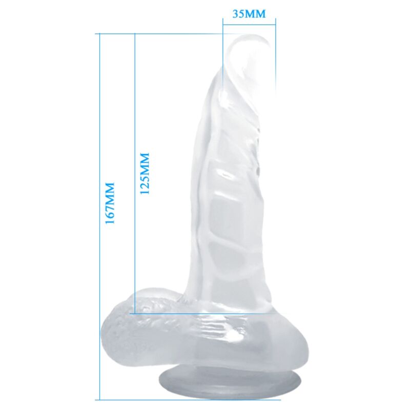 BAILE - DILDO REALISTICO CON VENTOSA Y TESTICULOS 16.7 CM TRANSPARENTE BAILE DILDOS