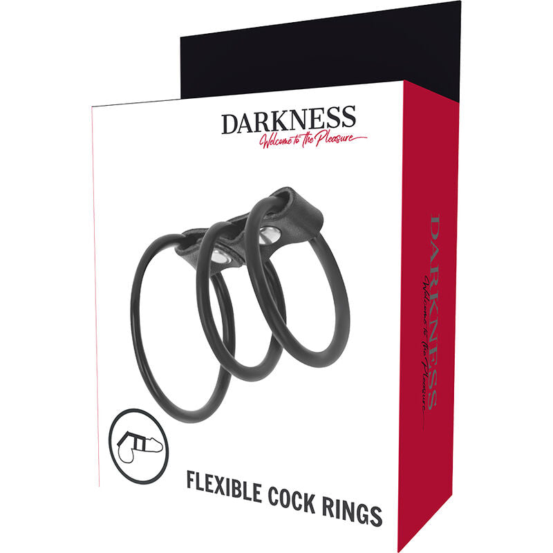 DARKNESS - SET DE 3 ANILLAS PENE FLEXIBLE DARKNESS BONDAGE
