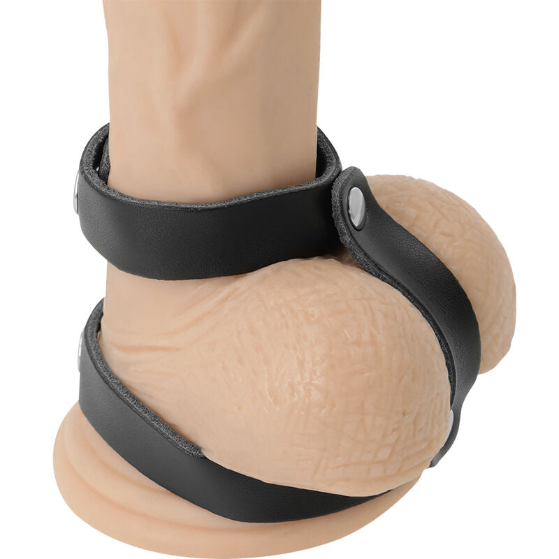 DARKNESS - ANILLO PENE Y TESTICULOS AJUSTABLE LEATHER DARKNESS BONDAGE