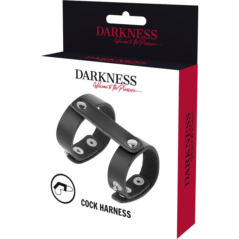 DARKNESS - ANILLO PENE Y TESTICULOS AJUSTABLE LEATHER DARKNESS BONDAGE