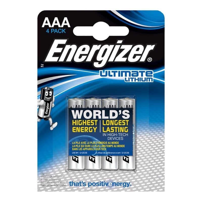 ENERGIZER - ULTIMATE LITHIUM PILA LITIO AAA L92 LR03 1,5V BLISTER*4 ENERGIZER