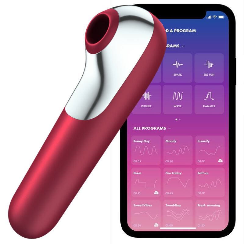SATISFYER - DUAL LOVE VIBRADOR Y SUCCIONADOR CON AIRE PULSADO ROJO SATISFYER CONNECT