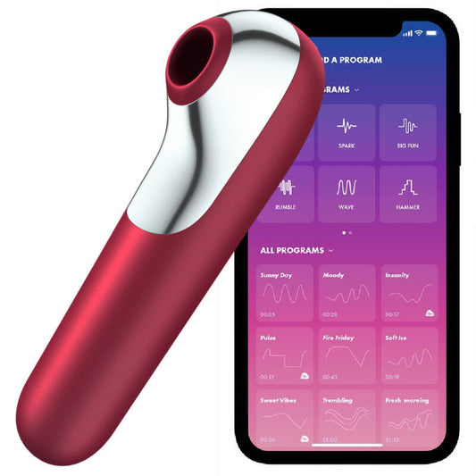 SATISFYER - DUAL LOVE VIBRADOR Y SUCCIONADOR CON AIRE PULSADO ROJO SATISFYER CONNECT