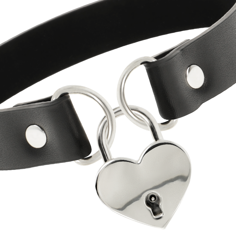 COQUETTE CHIC DESIRE - COLLAR CUERO VEGANO ACCESORIO CORAZÓN CON LLAVE COQUETTE ACCESSORIES