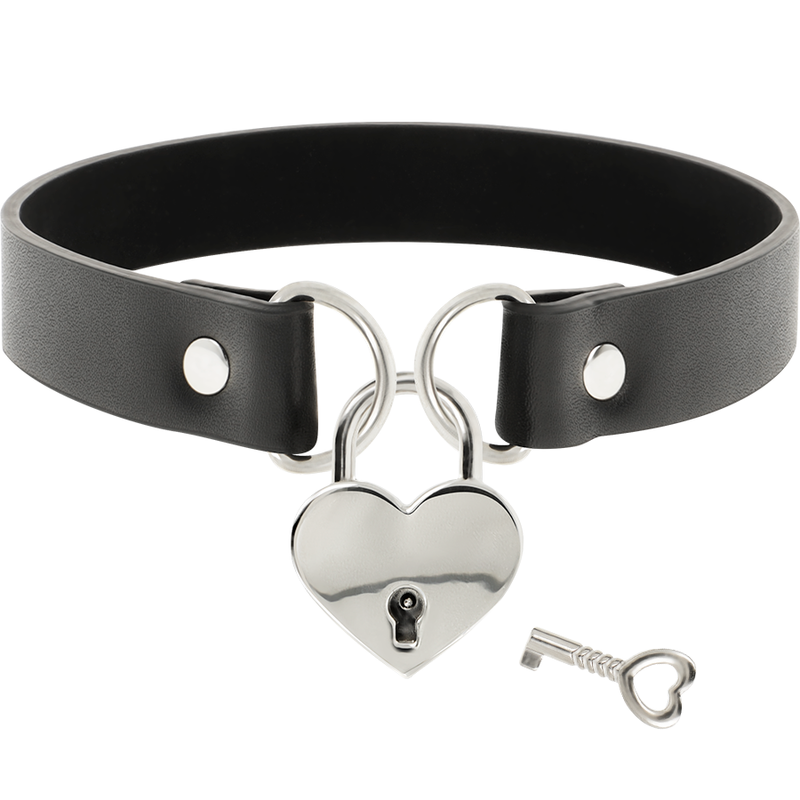 COQUETTE CHIC DESIRE - COLLAR CUERO VEGANO ACCESORIO CORAZÓN CON LLAVE COQUETTE ACCESSORIES