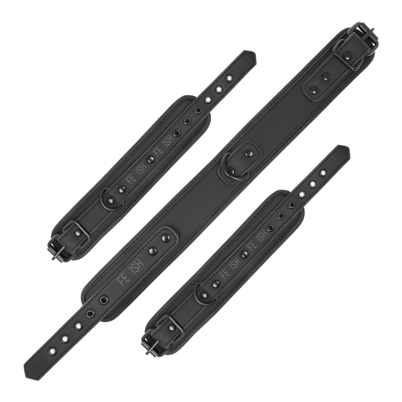 FETISH SUBMISSIVE - COLLAR Y ESPOSAS CUERO VEGANO CON FORRO DE NOPRENO FETISH SUBMISSIVE BONDAGE