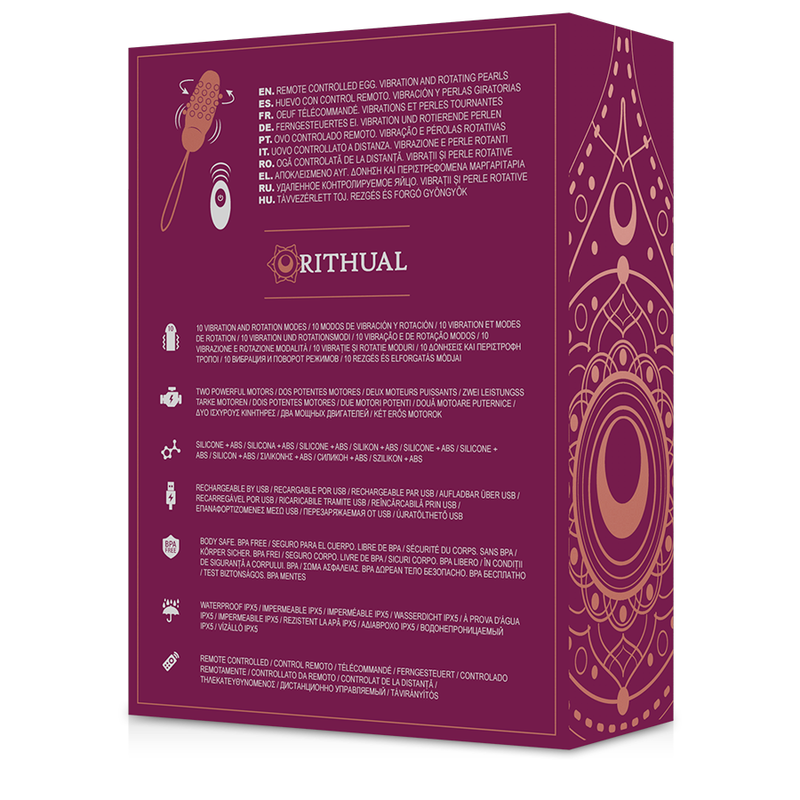 RITHUAL - SITA HUEVO CONTROL REMOTO ROTACIÓN DE PERLAS + VIBRACIÓN RITHUAL