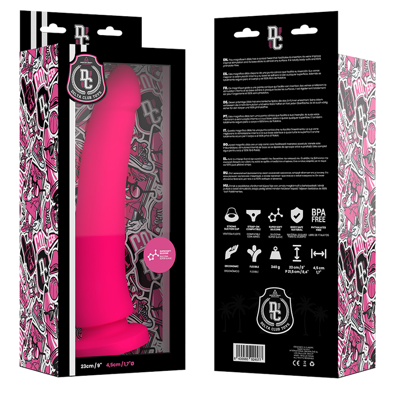 DELTA CLUB - DILDO REALISTA ROSA SILICONA MEDICA 23 CM -O- 4.5 CM DELTACLUB