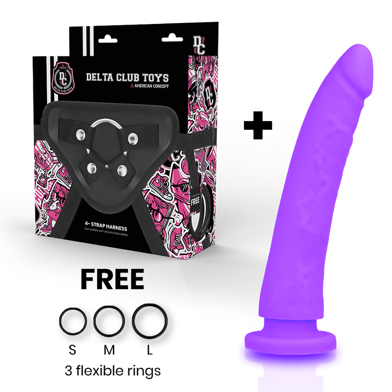 DELTA CLUB - TOYS ARNES + DILDO LILA SILICONA MEDICA 20 CM -O- 4 CM DELTACLUB