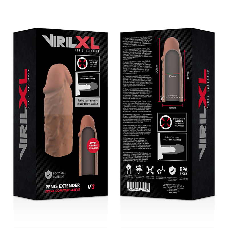 VIRILXL - EXTENSIÓN DE PENE LIQUID SILICONE V3 MARRÓN VIRILXL
