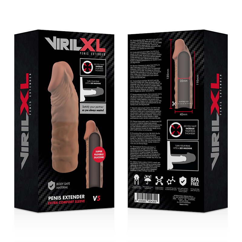 VIRILXL - EXTENSIÓN DE PENE LIQUID SILICONE V5 MARRÓN VIRILXL