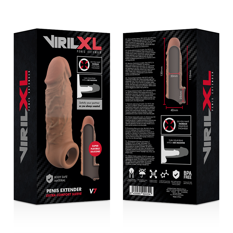 VIRILXL - EXTENSIÓN DE PENE LIQUID SILICONE V7 MARRÓN VIRILXL