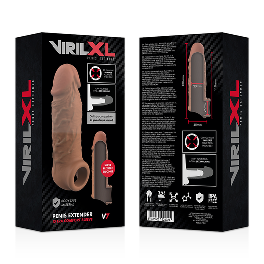 VIRILXL - EXTENSIÓN DE PENE LIQUID SILICONE V7 MARRÓN VIRILXL