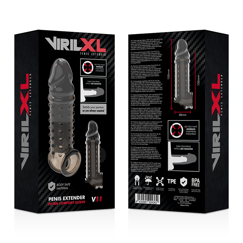 VIRILXL - EXTENSION Y FUNDA DE PENE  V11 NEGRO VIRILXL