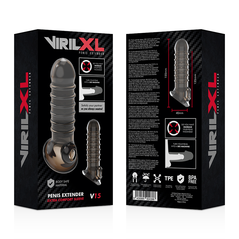VIRILXL - EXTENSION Y FUNDA  DE PENE  V15 NEGRO VIRILXL