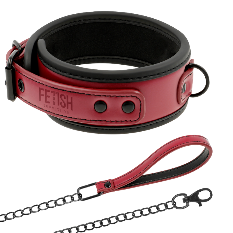 FETISH SUBMISSIVE DARK ROOM - COLLAR CON CADENA CON FORRO DE NEOPRENO FETISH SUBMISSIVE DARK ROOM