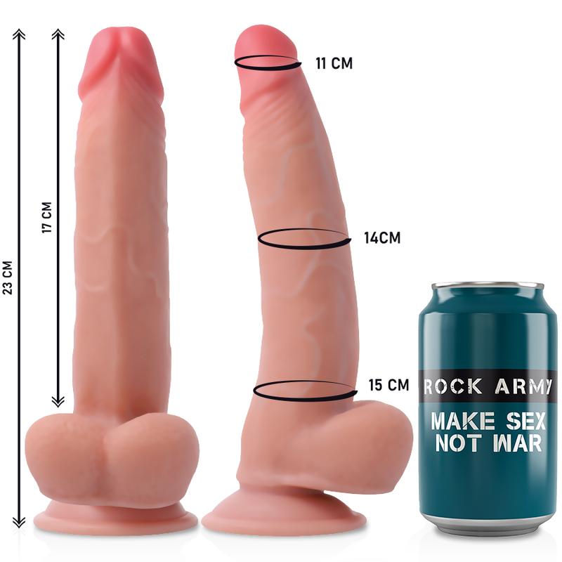 ROCKARMY - ARNÉS + DUAL DENSITY LEOPARD DILDO REALISTA 23 CM -O- 4.77 CM ROCK ARMY