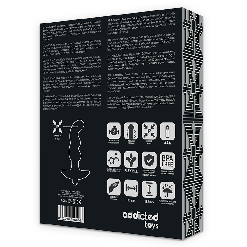 ADDICTED TOYS - MASAJEADOR ANAL CON VIBRACIÓN NEGRO MODELO 2 ADDICTED TOYS